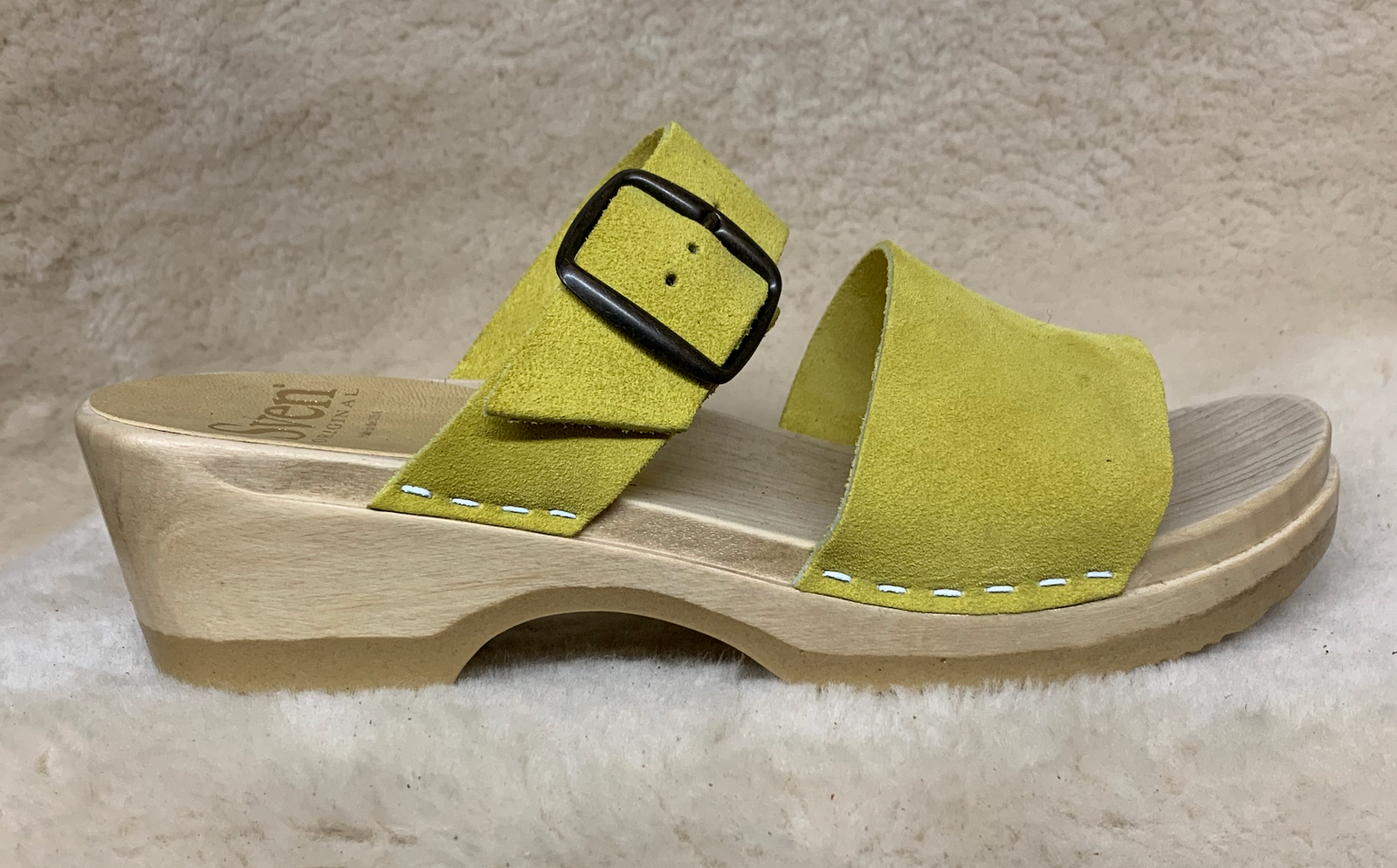 Yellow Suede  - Two Strap Clogs - Low Heels