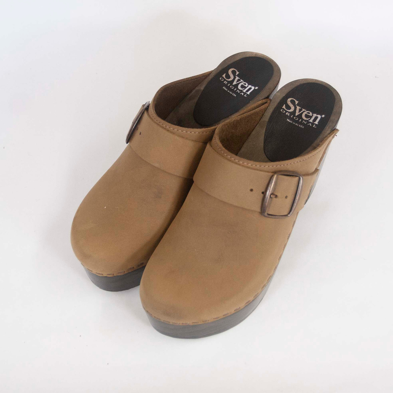 Pilgrim Clogs with Large Buckle -  Dark Almond 4" Platform
