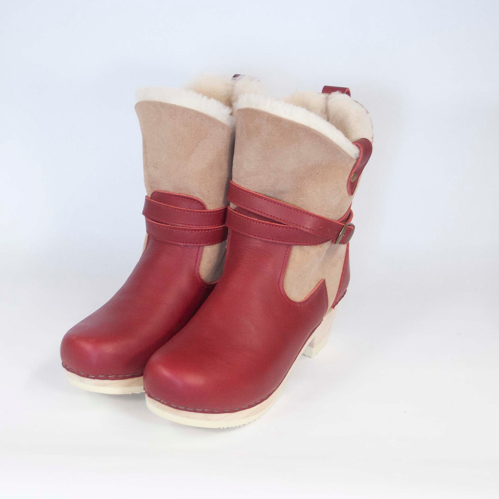 Lucy Cream -Cranberry  7" Clog Booties
