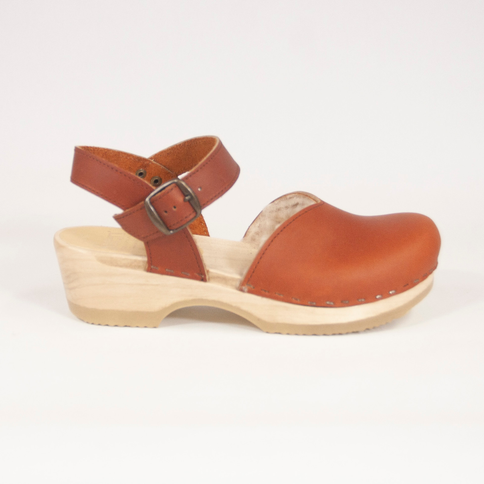 Mary Janes Fur Lined Clogs - Whiskey - Low Heel