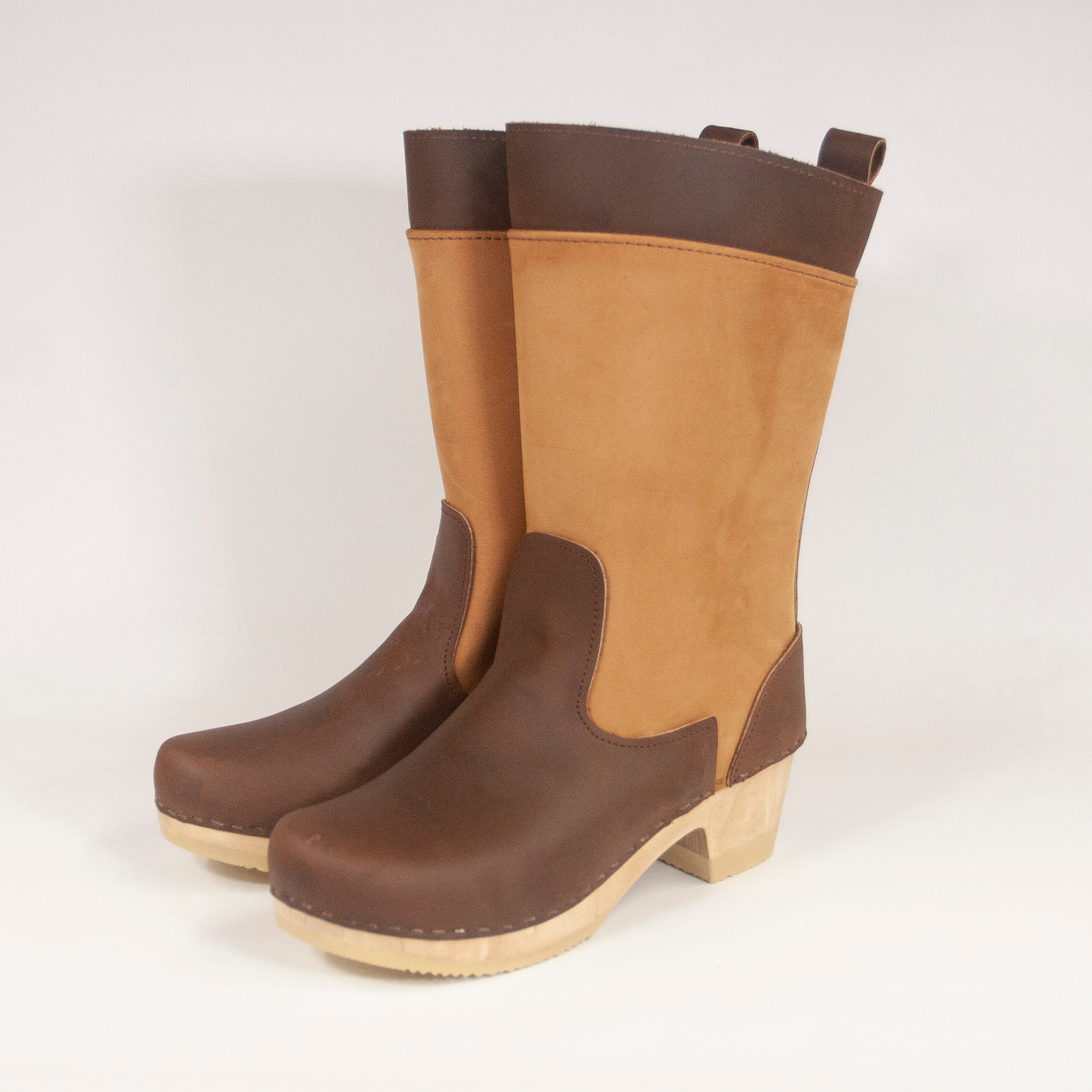 April Clog Boots - Brown Buc - Honey - All Leather