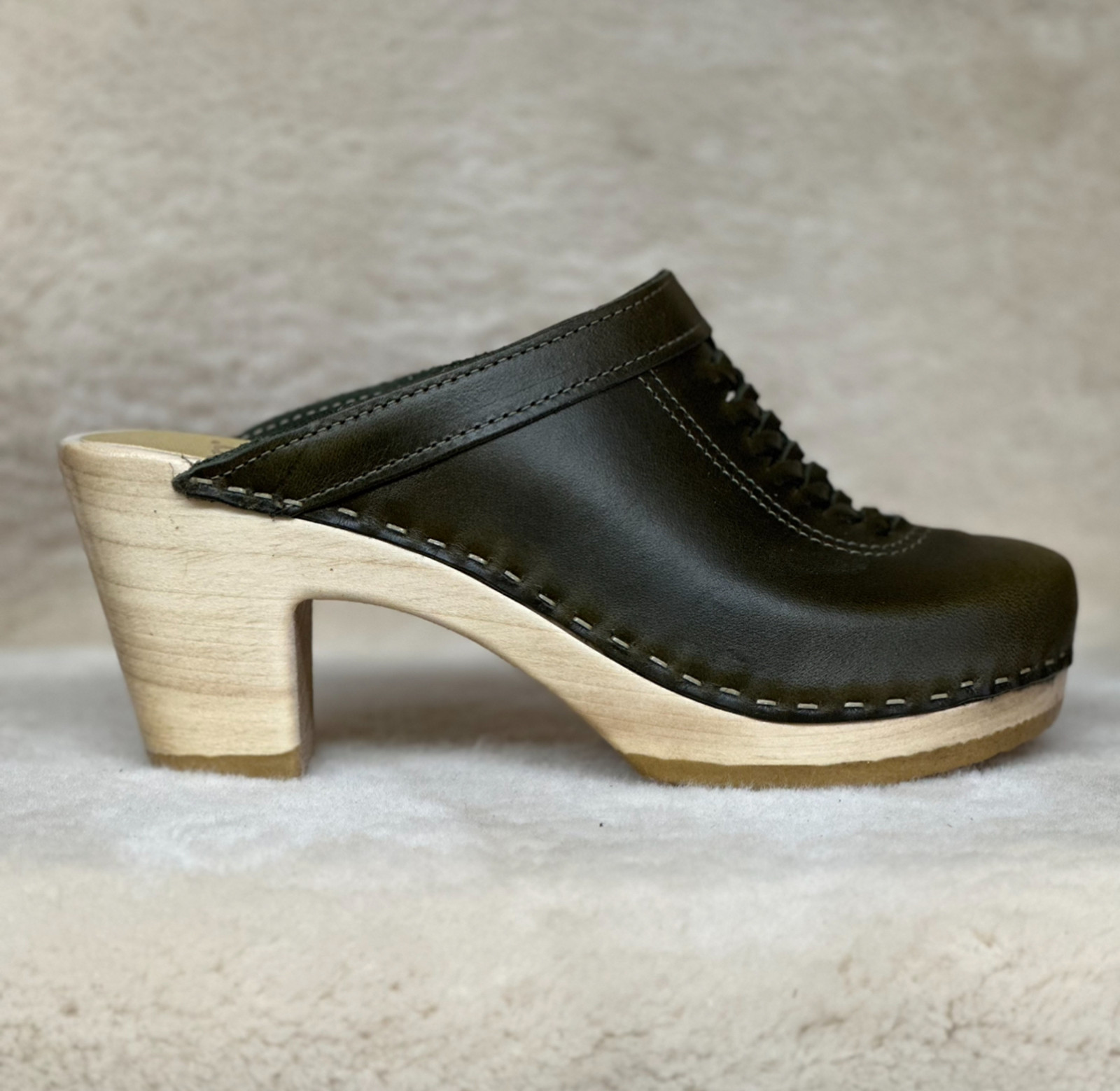 Front Weave Clogs - Army Green  High Heels