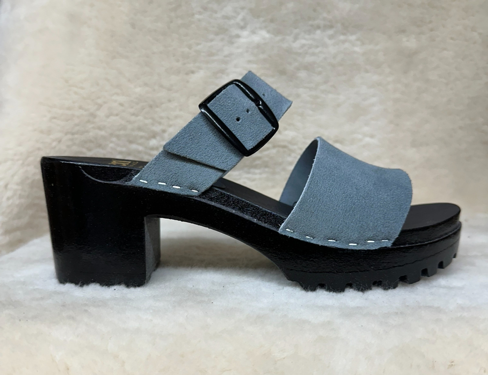 2 Strap Clogs - Sky - Chunky Heel