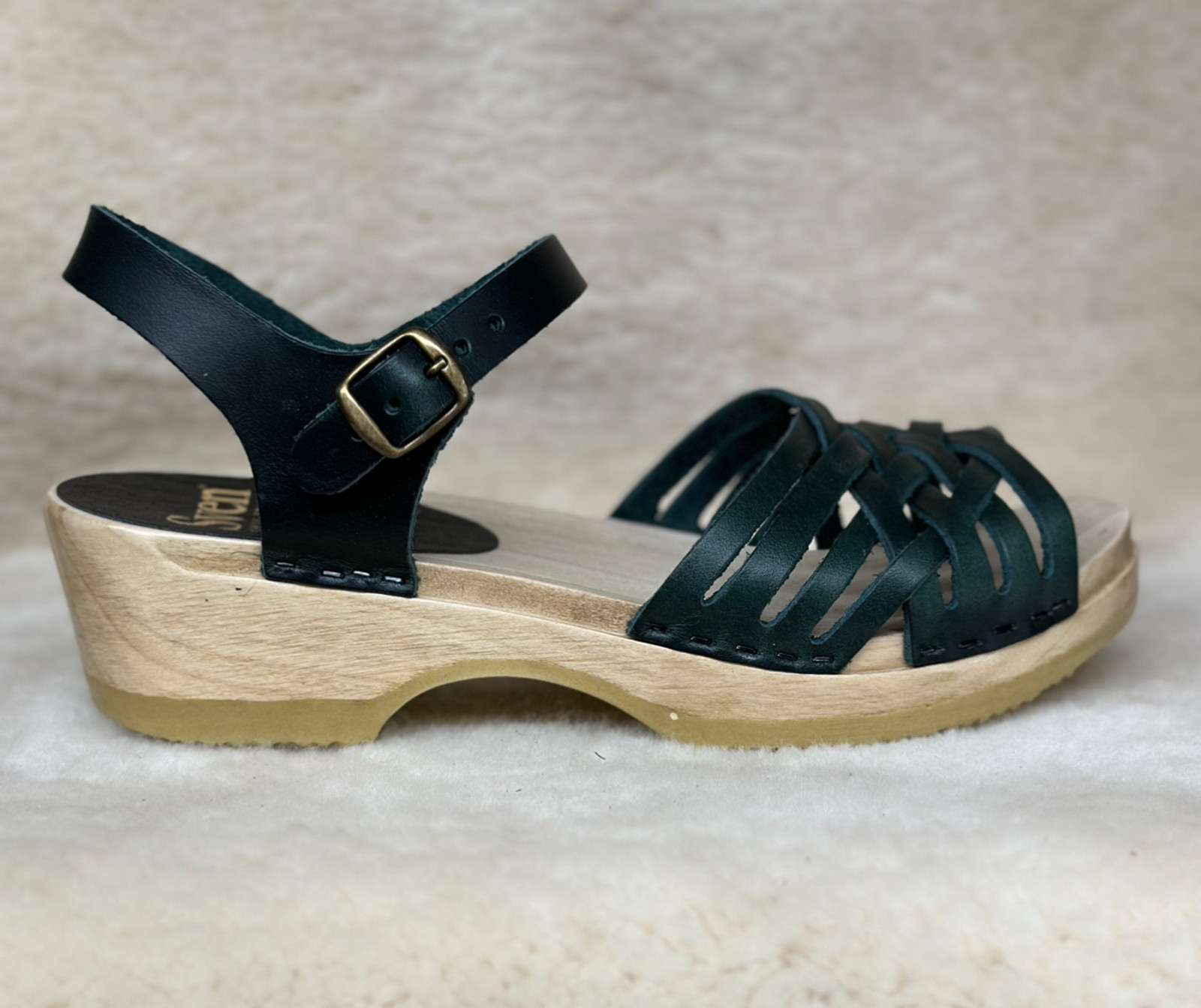 Emerald Green - Weave Sandal Clogs  Low Heels