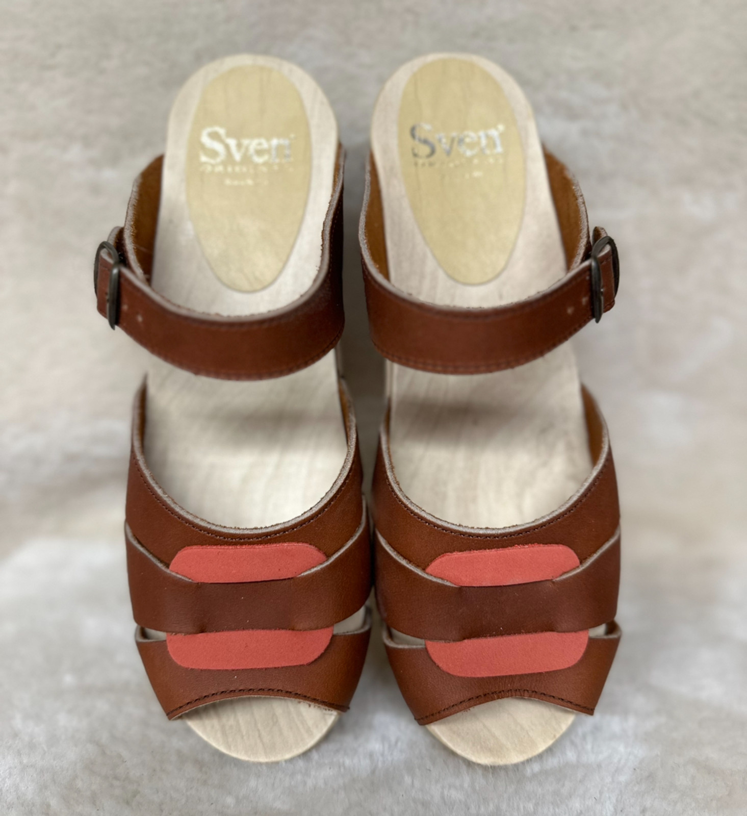 Two Tone - Square Accent Clogs  - Mid Heels