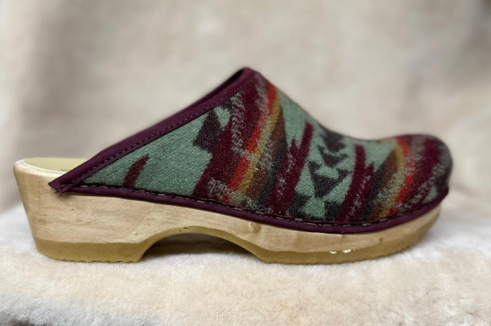 Wool Blanket Clogs  -  Low Heels