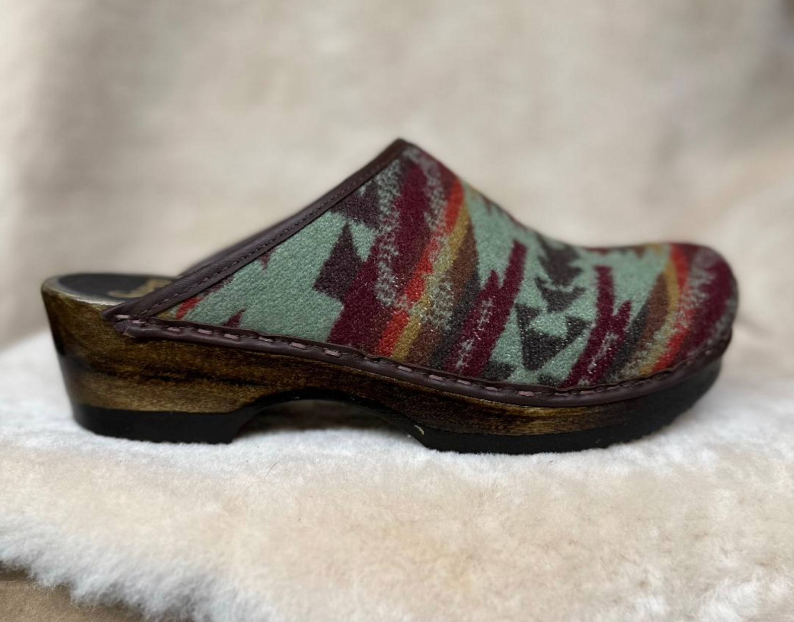 Wool Blanket Clogs  -  Low Heels