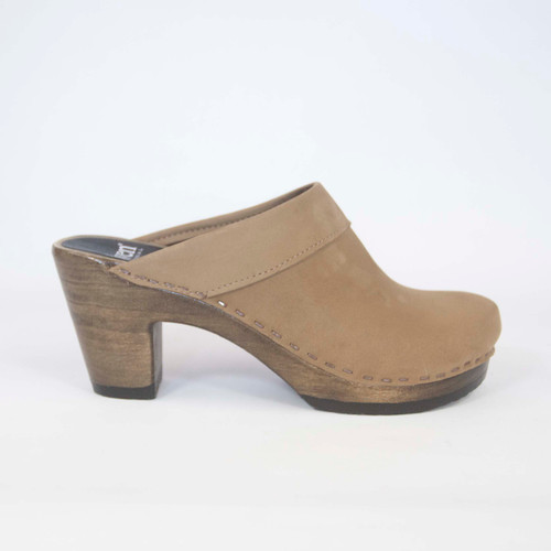 Wide Collar Clogs - Linen Nu Buc - High Heels