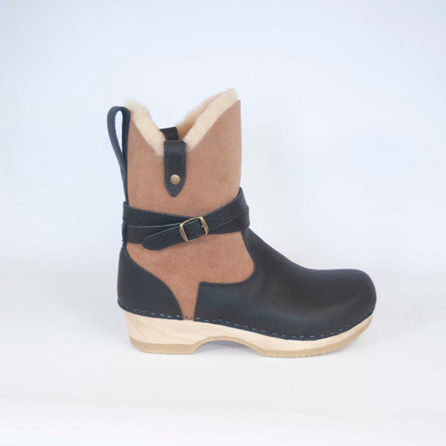 Lucy Clog Booties - Natural & Black