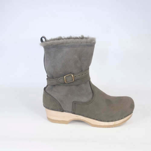 7" Clog Booties - Olive Shearling