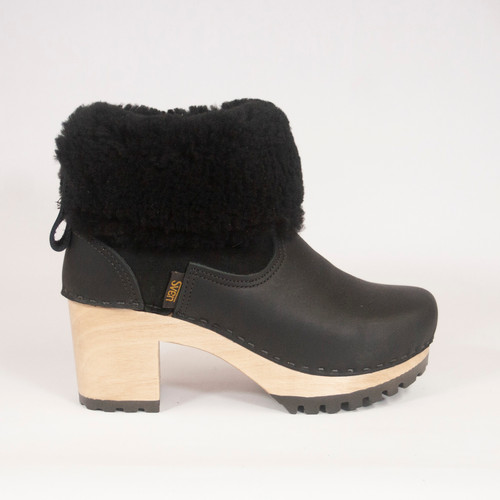 Chunky Heel - 7" Shearling Clog Booties