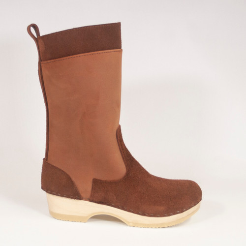 April Clog Boots - Dark Almond - All Leather