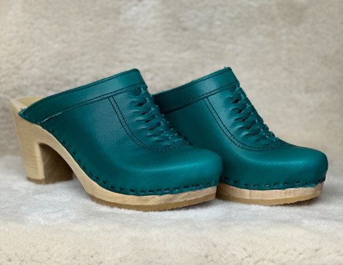 Front Weave Clogs - Aqua -  High Heels