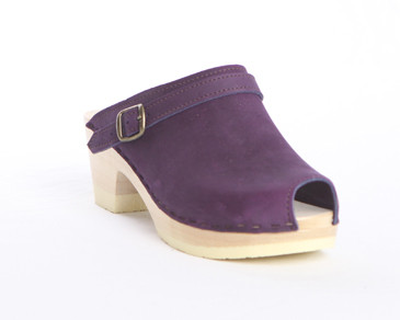 Peep Toe Clogs with Sling Mid Heels