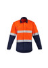 ZW140 - Mens Orange Flame HRC 2 Hoop Taped Open Front Spliced Shirt - Syzmik sold by Kings Workwear  www.kingsworkwear.com.au