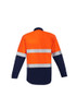 ZW140 - Mens Orange Flame HRC 2 Hoop Taped Open Front Spliced Shirt - Syzmik sold by Kings Workwear  www.kingsworkwear.com.au