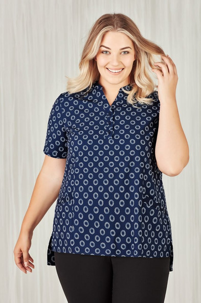 CS950LS - Womens Florence Daisy Print Tunic - Biz Care  sold by Kings Workwear  www.kingsworkwear.com.au