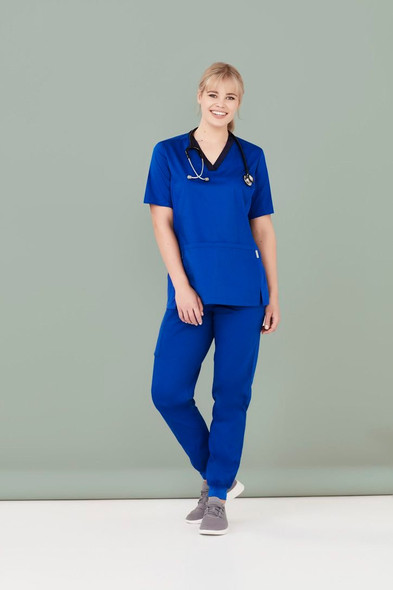 CST043LS - Womens Riley V-Neck Scrub Top - Biz Care  sold by Kings Workwear  www.kingsworkwear.com.au