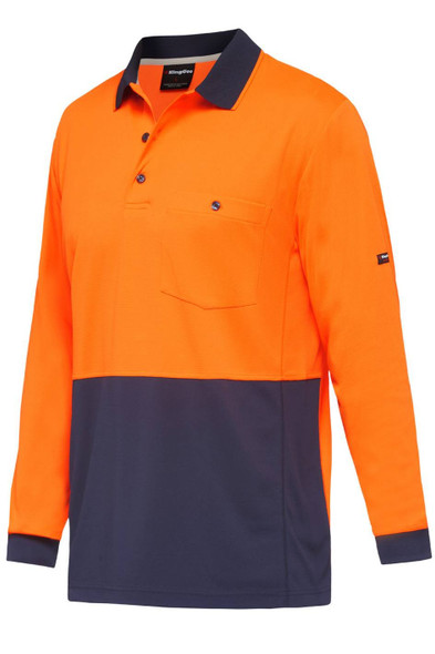 KingGee Mens Workcool Hyperfreeze Spliced Polo Long Sleeve - K54235 - KingGee sold by Kings Workwear www.kingworkwear.com.au