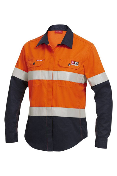 KingGee Womens Shieldtec FR Hi-Visibility Two Tone Open Front Long Sleeve Shirt With FR Tape - Y04050 - KingGee sold by Kings Workwear www.kingworkwear.com.au