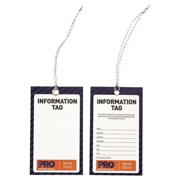 Pro Choice STI12575 Safety Tag 125mm X 75mm Information (Blank)  100 Pack sold by Kings Workwear at www.kingsworkwear.com.au