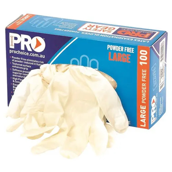 Pro Choice MDLPF Disposable Latex Powder Free Gloves  Box of 100 sold by Kings Workwear at www.kingsworkwear.com.au