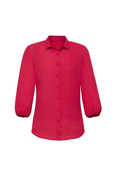 Front View of Womens Lucy 3/4 Sleeve Blouse      sold by Kings Workwear www.kingsworkwear.com.au