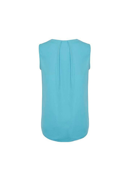 Back view of Womens Estelle Sleeveless Pleat Detail Blouse      sold by Kings Workwear www.kingsworkwear.com.au