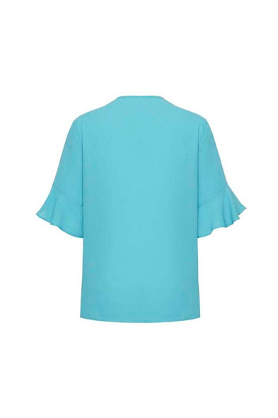 Back view of Womens Aria Fluted Sleeve Blouse      sold by Kings Workwear www.kingsworkwear.com.au
