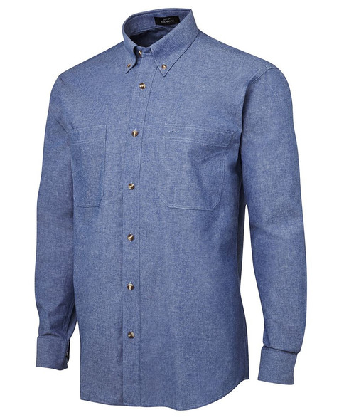 JB's L/S Cotton Chambray Shirt - 4CUL