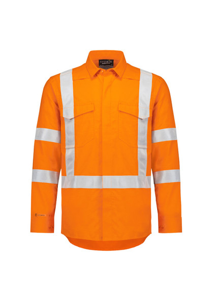 Mens Orange Flame Lightweight Ripstop X Back Taped Shirt - ZW187