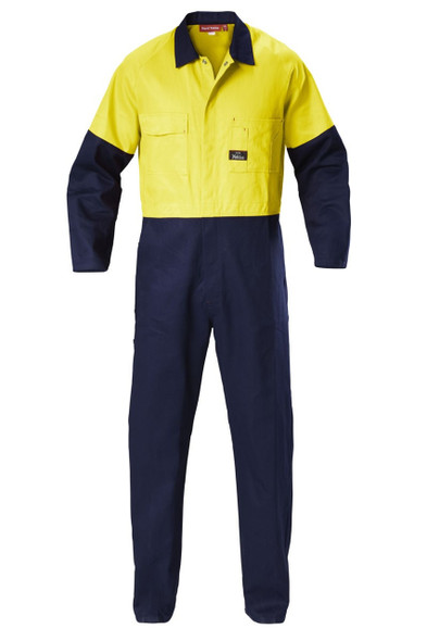 Hard Yakka Foundations Hi-Visibility Two Tone Cotton Drill Coverall - Y00270