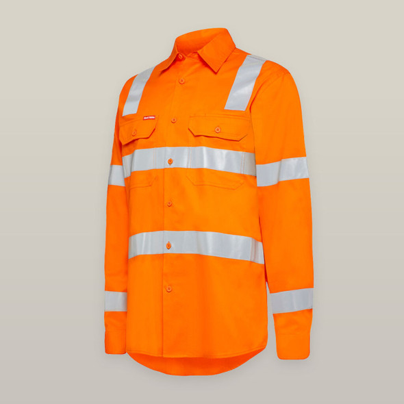 Hard Yakka Womens Foundations Biomotion Hi-Vis Long Sleeve Shirt with Tape - Y08421