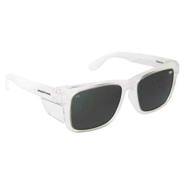 Safety Glasses Frontside Polarised Smoke Lens With Clear Frame 6512