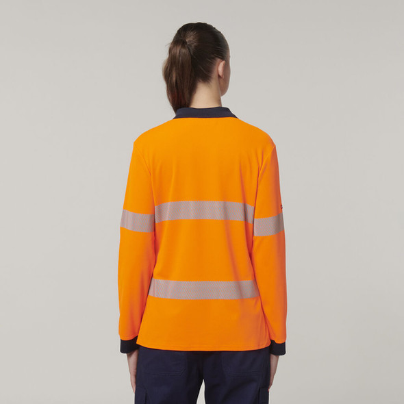 Clearance Hard Yakka Womens Long Sleeve Hi Vis Taped Polo - Y08604