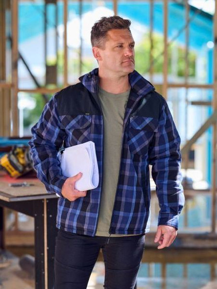 Bisley - Contrast Check Zip Front Hoodie-  BJ6703