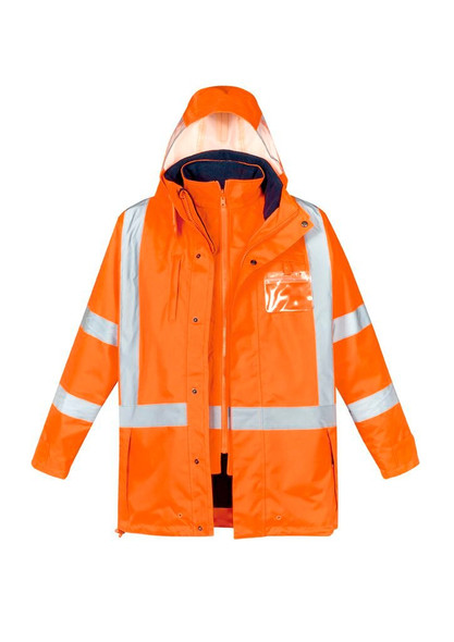 ZJ616 - Mens Hi Vis X Back Taped 4 in 1 Waterproof Jacket - Syzmik sold by Kings Workwear  www.kingsworkwear.com.au