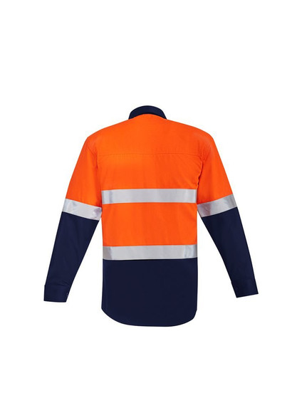 ZW140 - Mens Orange Flame HRC 2 Hoop Taped Open Front Spliced Shirt - Syzmik sold by Kings Workwear  www.kingsworkwear.com.au