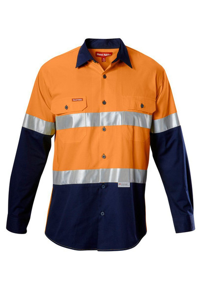 Hard Yakka Koolgear Hi-Visibility Two Tone Cotton Twill Ventilated Shirt With Tape Long Sleeve - Y07978 - Hard Yakka sold by Kings Workwear www.kingworkwear.com.au