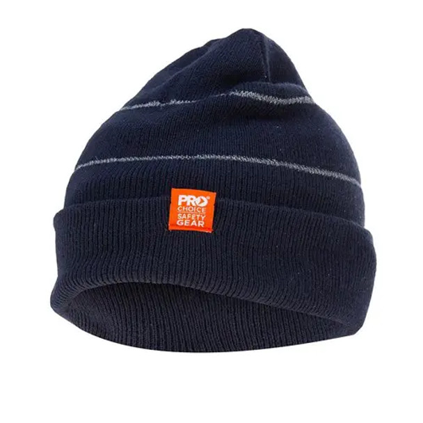 Pro Choice BNRR Navy Beanie with Retro-Reflective Stripes sold by Kings Workwear at www.kingsworkwear.com.au