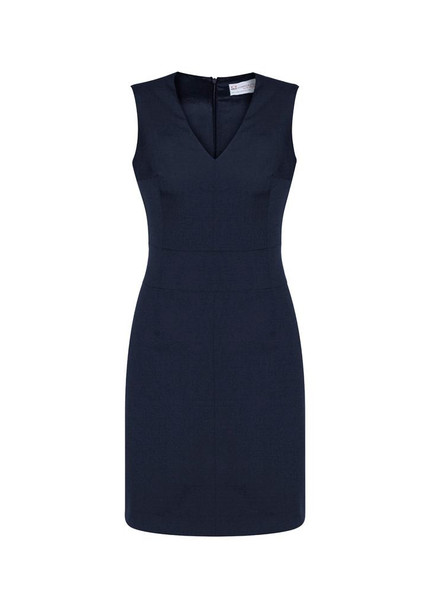 Front View of Womens Comfort Wool Stretch Sleeveless V-Neck Dress      sold by Kings Workwear www.kingsworkwear.com.au