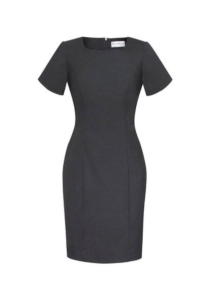 Front View of Womens Comfort Wool Stretch Short Sleeve Shift Dress      sold by Kings Workwear www.kingsworkwear.com.au