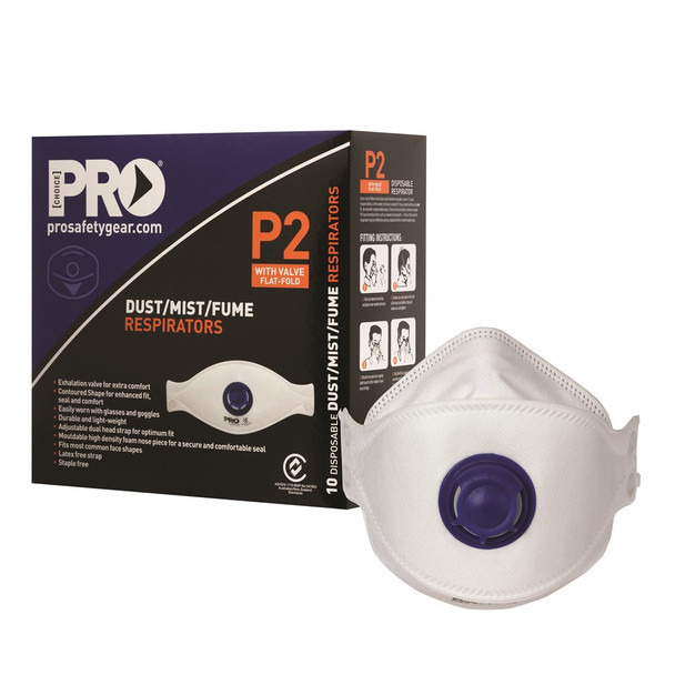 PRO CHOICE Dust Masks Flat Fold P2+Valve PCFFP2V