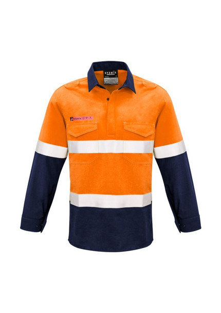 ZW133 - Mens FR Closed Front Hooped Taped Spliced Shirt - Syzmik sold by Kings Workwear  www.kingsworkwear.com.au