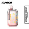 Front view of the Peach Freezer Jam Foger Bit 35K disposable vape showing the clear tank and smart screen