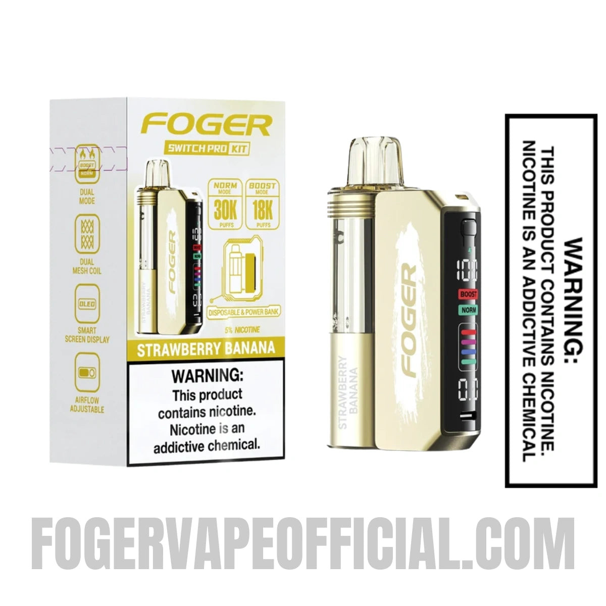 Strawberry Banana Foger Switch Pro Vape Kit 30K Puffs With Package Box