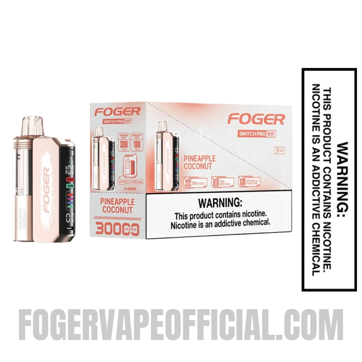 Pineapple Coconut Foger Switch Pro Vape Kit 30K Puffs With Bundle Box