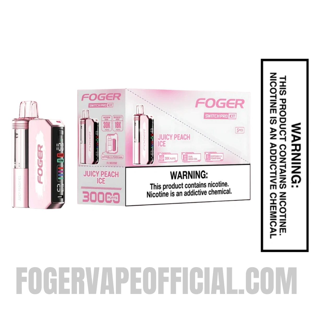 Juicy Peach Ice Foger Switch Pro Vape Kit 30K Puffs Bundle