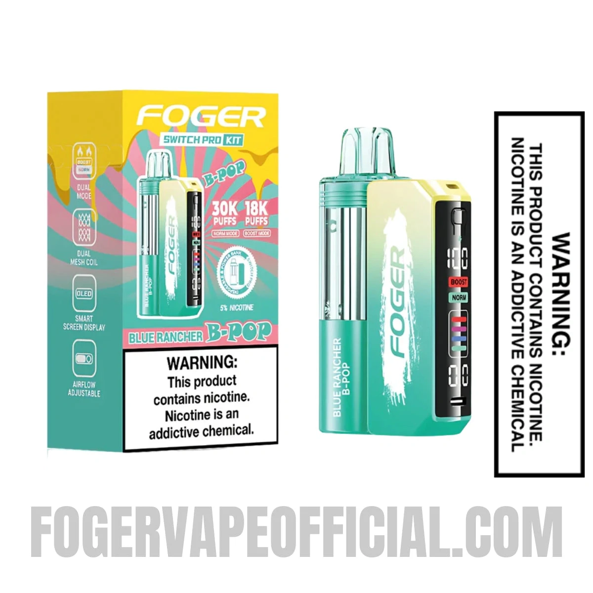 Blue Rancher B-POP Foger Switch Pro Vape Kit 30K Puffs With Package Box