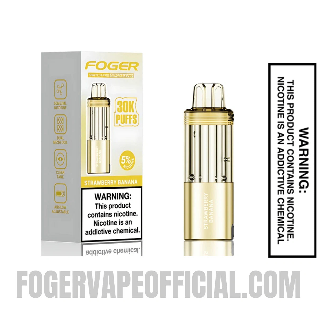 Strawberry Banana Foger Switch Pro 30K Disposable Pod with Package Box